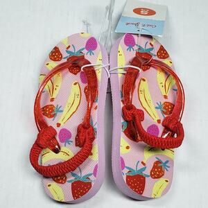 NWT Girls Cat & Jack Pink Flip-Flops small/5-6 with Backstrap